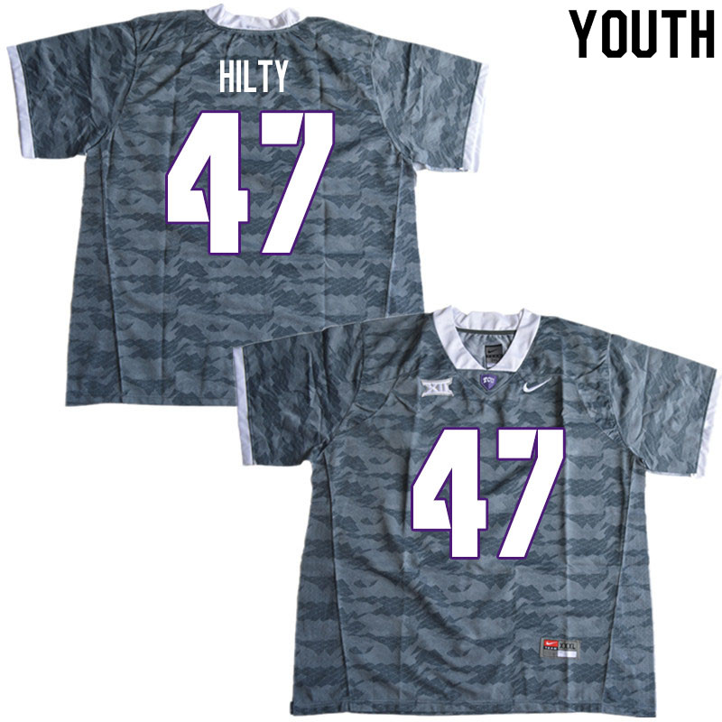 Youth #47 Alex Hilty TCU Horned Frogs College Football Jerseys Sale-Gray - Click Image to Close